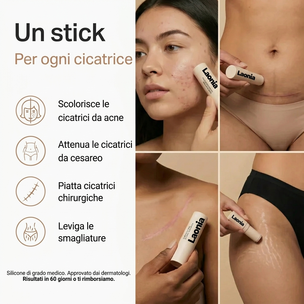 Stick Riparatore di Cicatrici con Silicone Medicale – Leviga e Riduce i Segni Visibili